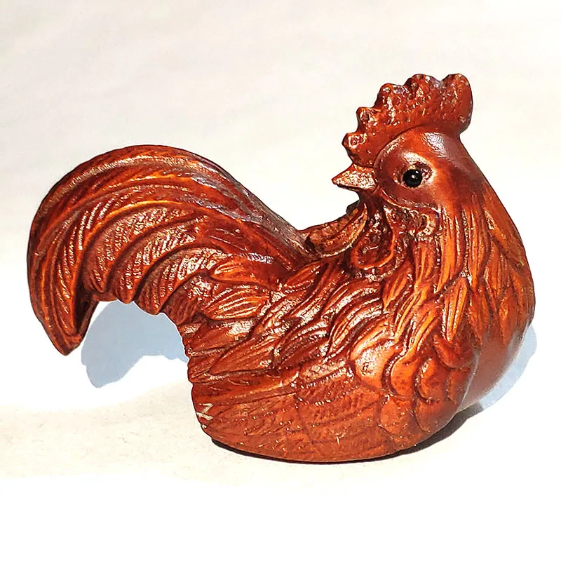 

Z1090 - 2 " Hand Carved Japanese Boxwood Netsuke Carving Figurine - Rooster Cock