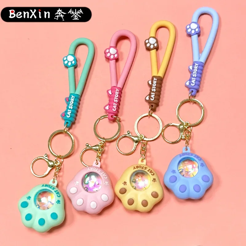 

2025 Minso High-end and cute cat paw sunset lamp, ambient light, keychain bag pendant, small gift for couple car key chain