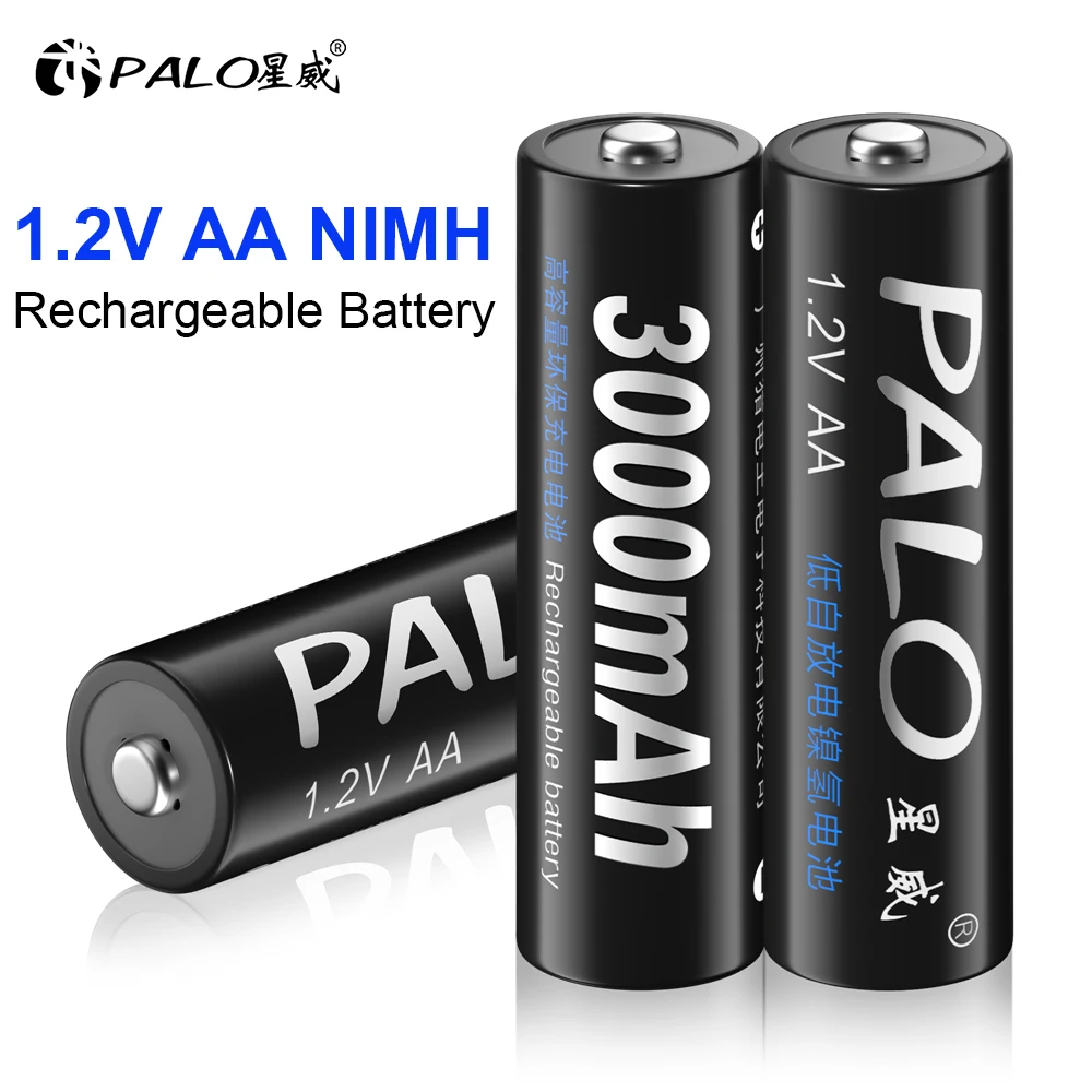 

PALO 1.2V AA NIMHRechargeable Battery 3000mAh Low Self Discharge HR6 AA NI-MH AA Batteries for MP4 Camera Toy Car+Battery Case