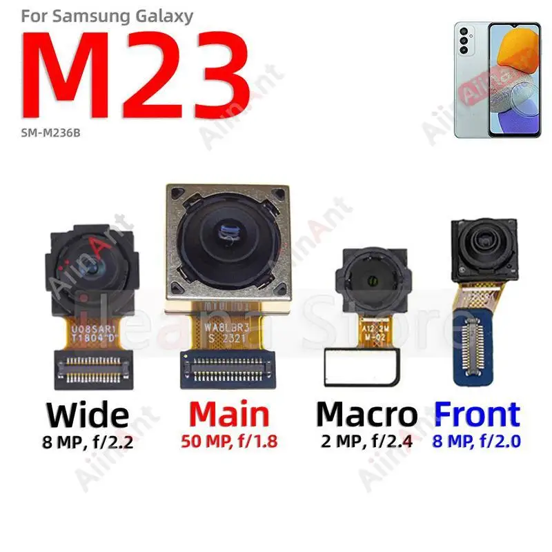 

Aiinant Back Front Rear Macro Depth Wide Main Camera Flex Cable For Samsung Galaxy M22 M23 M225F M236B Phone Parts