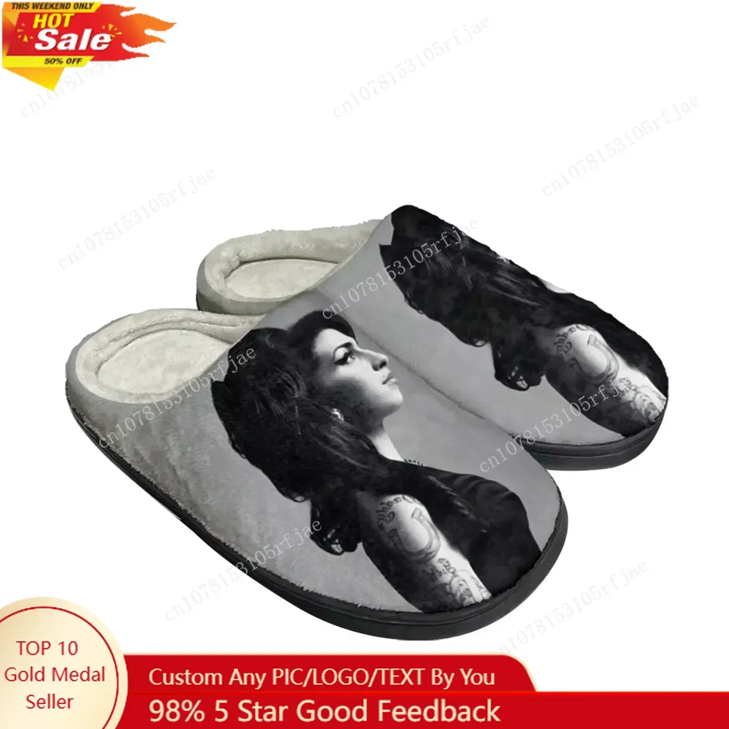 Amy Winehouse Singer Fashion Home Cotton Custom Slippers Mens Womens Sandals Plush Bedroom Casual Keep Warm Shoe Thermal Slipper