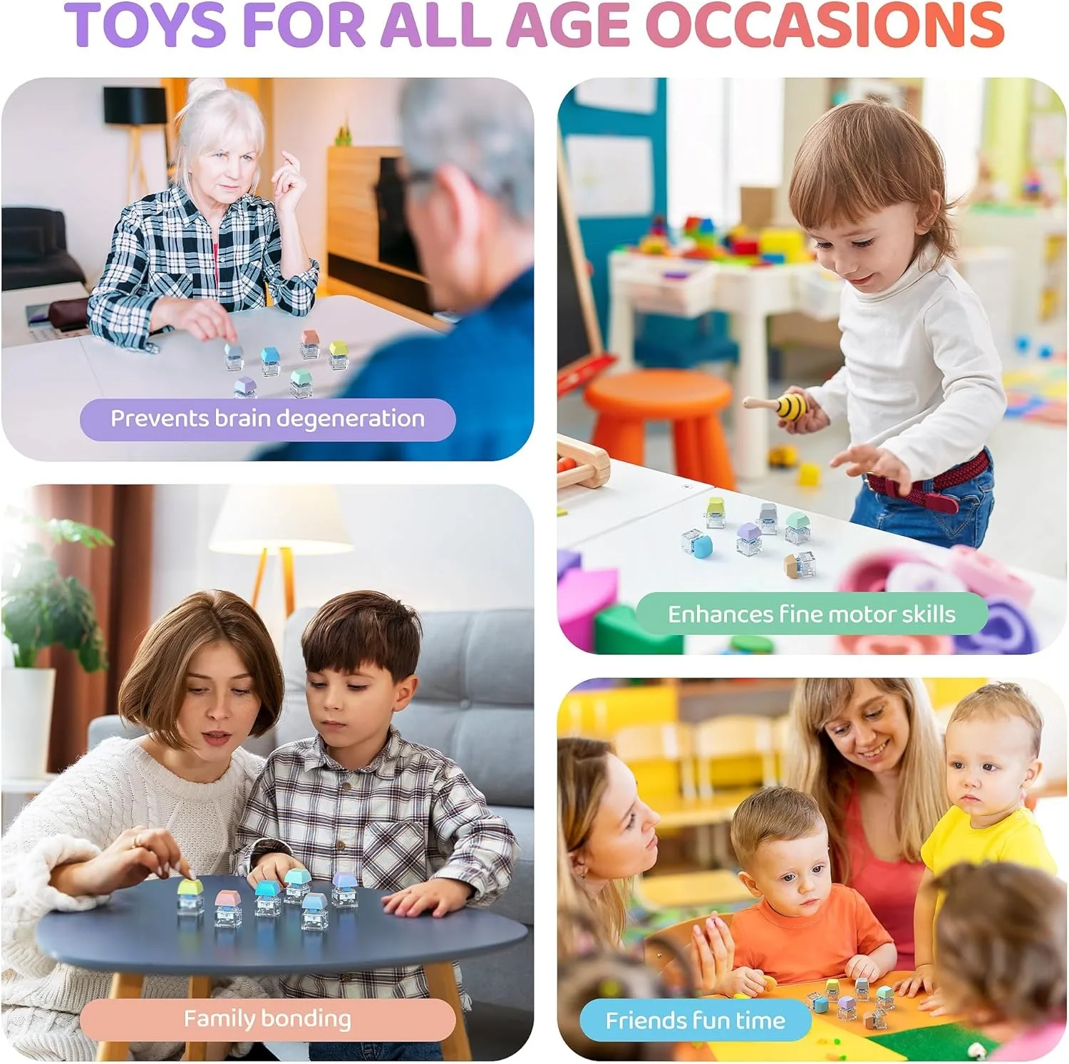 2/4/6 pièces clavier Fidget jouet pour enfants adultes Fidget jouet sensoriel pour l'anxiété soulagement du Stress silencieux clavier bouton porte-clés cadeau