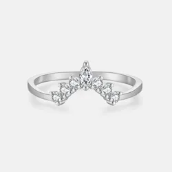VEWANT Queen CZ V Marqulse Sterling Silver Solid Ring Geometric Luxury Women Ring Rock Punk Fine Jewelry