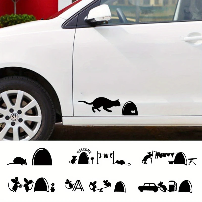

Lovely Mouse Black Car Stickers Auto Window Bumper Body Removable Vinyl Decals Animal Auto Accessories Waterproof Decoration