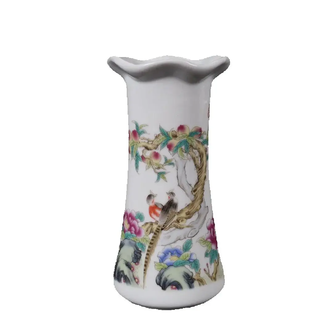 

Chinese Old Porcelain Flower Vase Pink Fortune Longevity Pattern Traditional Decorative Floor Standing Artwork