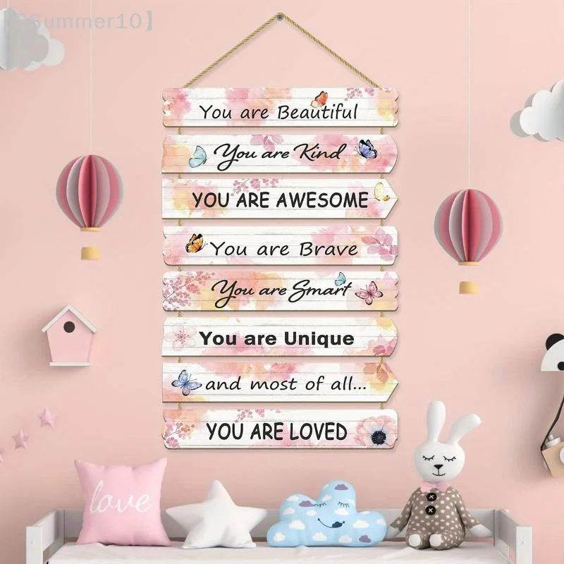 【SSummer10】Putuo Decor 1pc Inspirational Quotes Wooden Hanging Sign You Are Beautiful You Are Kind Gift【SS】