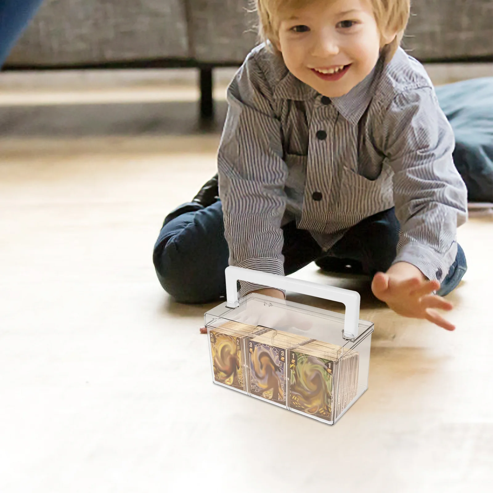 

Transparent Acrylic Card Storage Box Hard Case Portable Playing Card Holder Clear Storage Box for Trading Cards