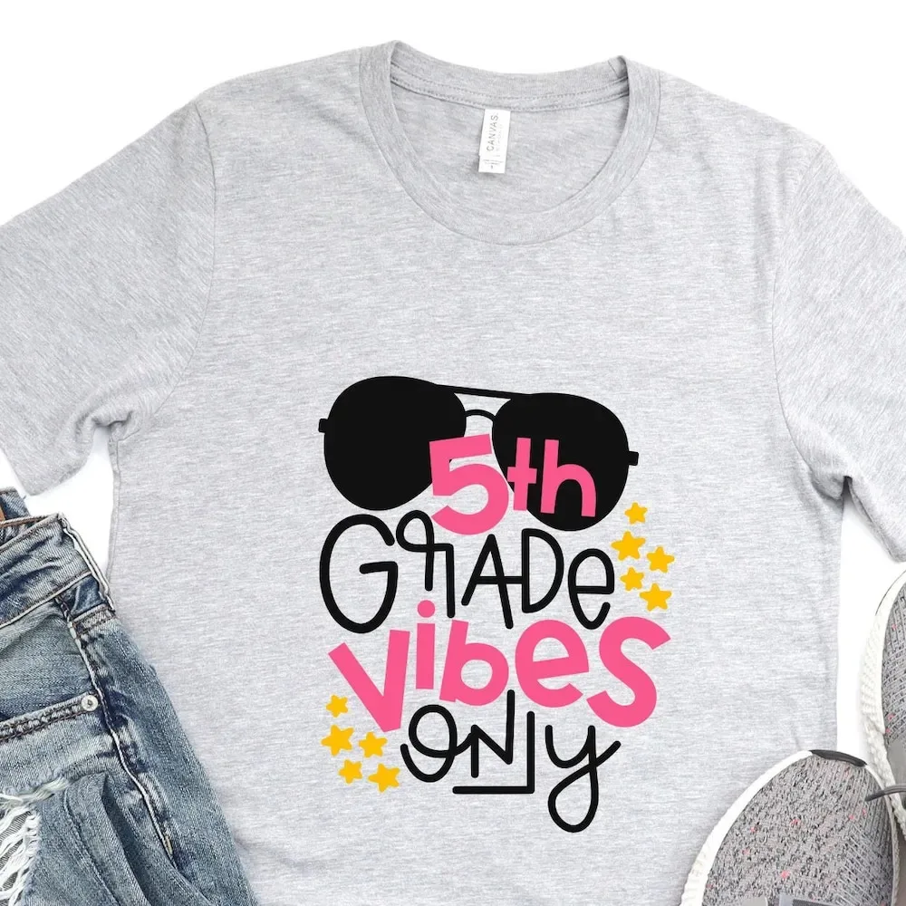 Vibes Only School T Shirt 2023 Happy First Day Of Outfit Back To Grades