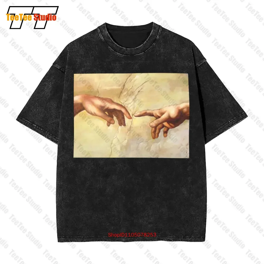 Michaelangelo Creation Of Adam Sistine Chapel Vintage Short Sleeve Tee T-Shirt 03NB