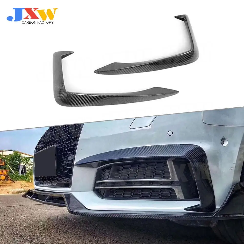 

Carbon Fiber FRP Front Bumper Air Vent Trim Canards Cover Fog Lamp Eyelid Eyebrow For Audi A4 S4 Sline 2017 2018 2019