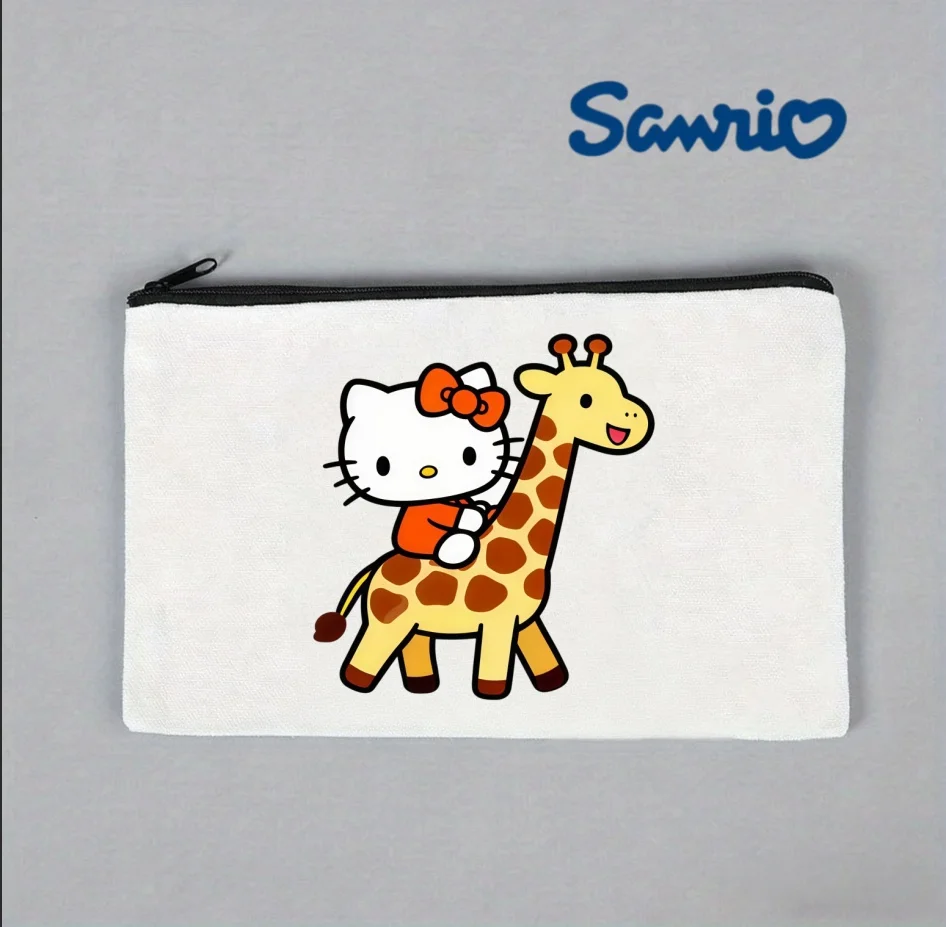 

1PC Sanrio Hello Kitty & Giraffe Adventure Canvas Makeup Bag, Kawaii Cosmetic Pouch