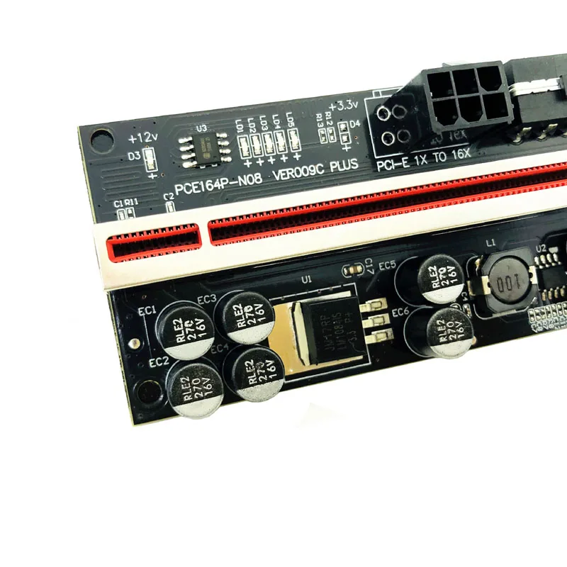 PCIE Riser 009C/009S Plus Card Riser, PCI Express X16 Extender, USB 3.0 SATA à 6P Molex, Câble Adaptateur Mining Riser pour Carte Vidéo