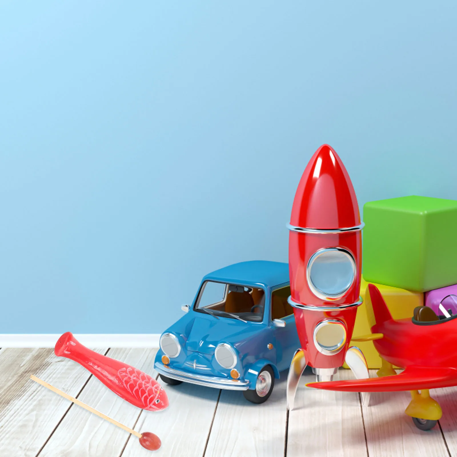 

2 Pairs Wooden Fish Musical Instrument Kids Percussion Instruments Cartoon Childrens
