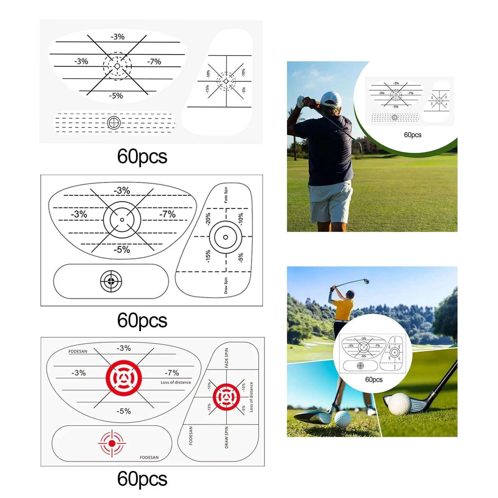 

60-кратная ударная лента для гольфа, улучшающая точность качания, оборудование для анализа консистенции, аксессуары для гольфа, наклейки для гольфа, тренировочное пособие