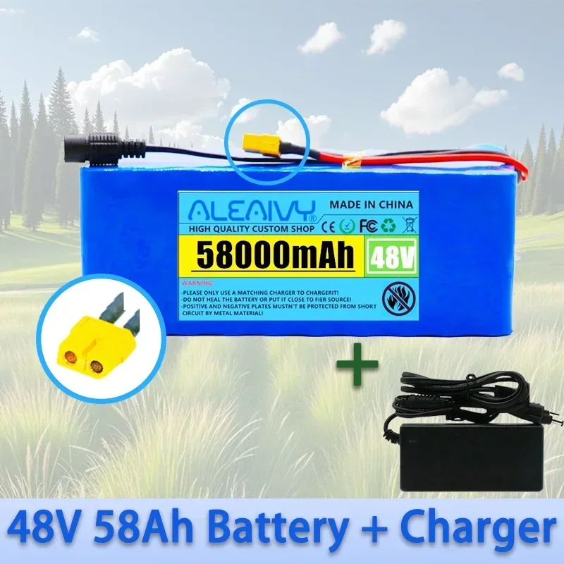 

Lithium Battery 48v 58Ah 1000w 13S3P Lithium Ion Battery Pack for 54.6v e-bike Electric Bicycle Scooter with BMS + 2A Charger