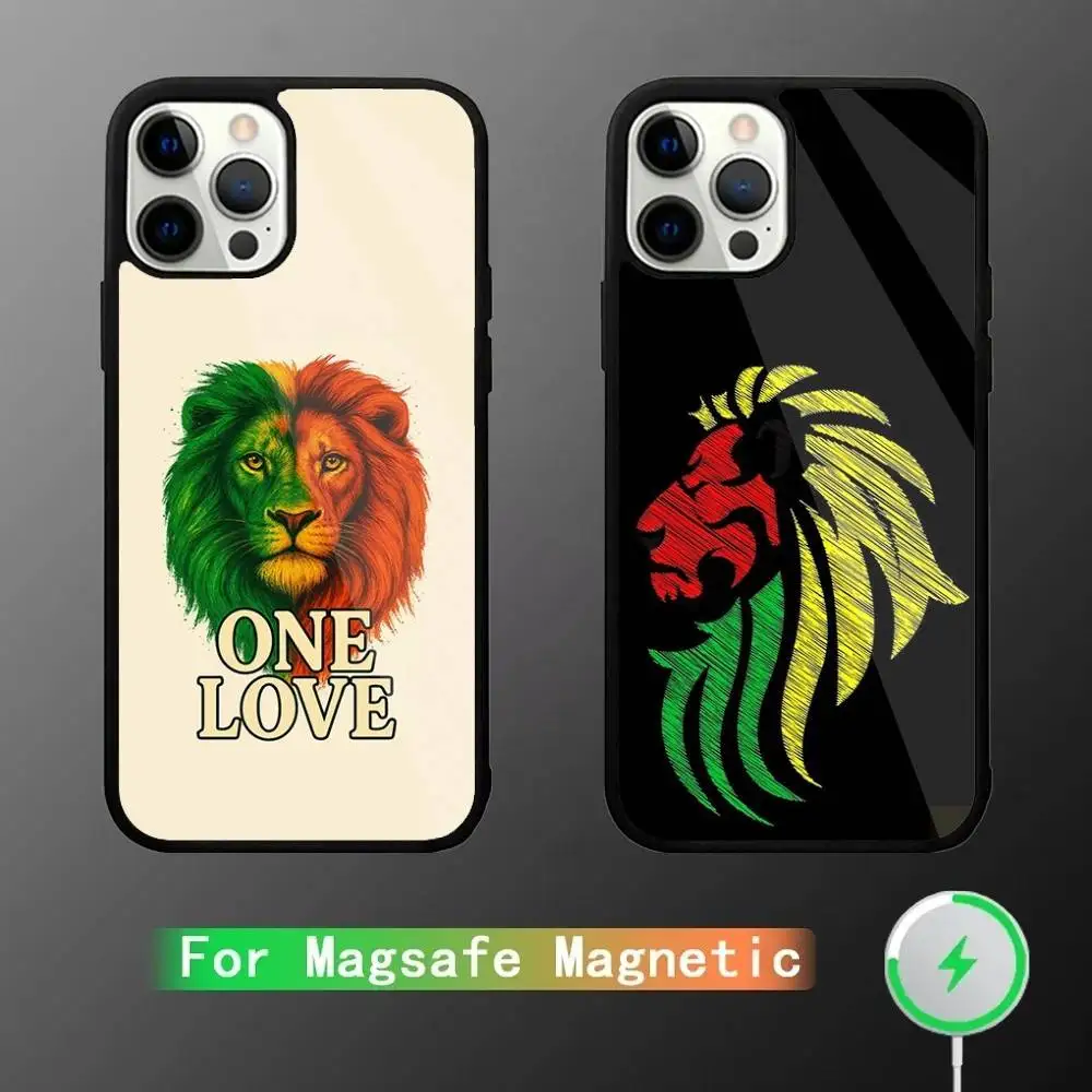 

Jamaica Bob M-Marley Lion Phone Case For iPhone 16,15,14,13,12,11,Pro,Max,Plus,Mini,SE New Magsafe Magnetic Wireless Charging