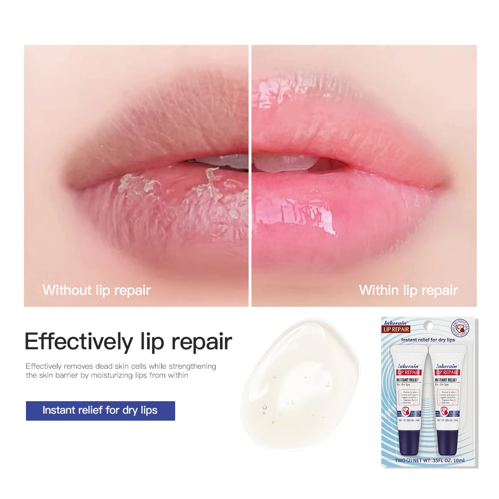 2pcs/Lot Moisturizing Lip Repair Gel Instant Relief For Dry Lips Liquid Lip Balm Paraben Free Lip Care Product Reduce Lips Line