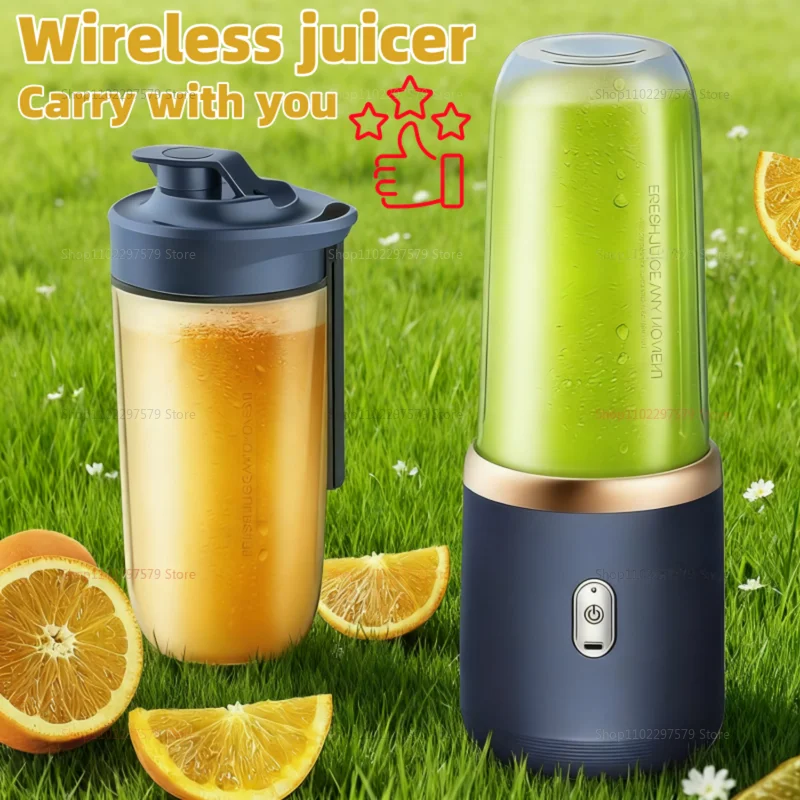 Exprimidor eléctrico portátil, mezclador de frutas frescas, 400ML, multifuncional, recargable por USB, batidos, licuadora, taza mezcladora para exteriores