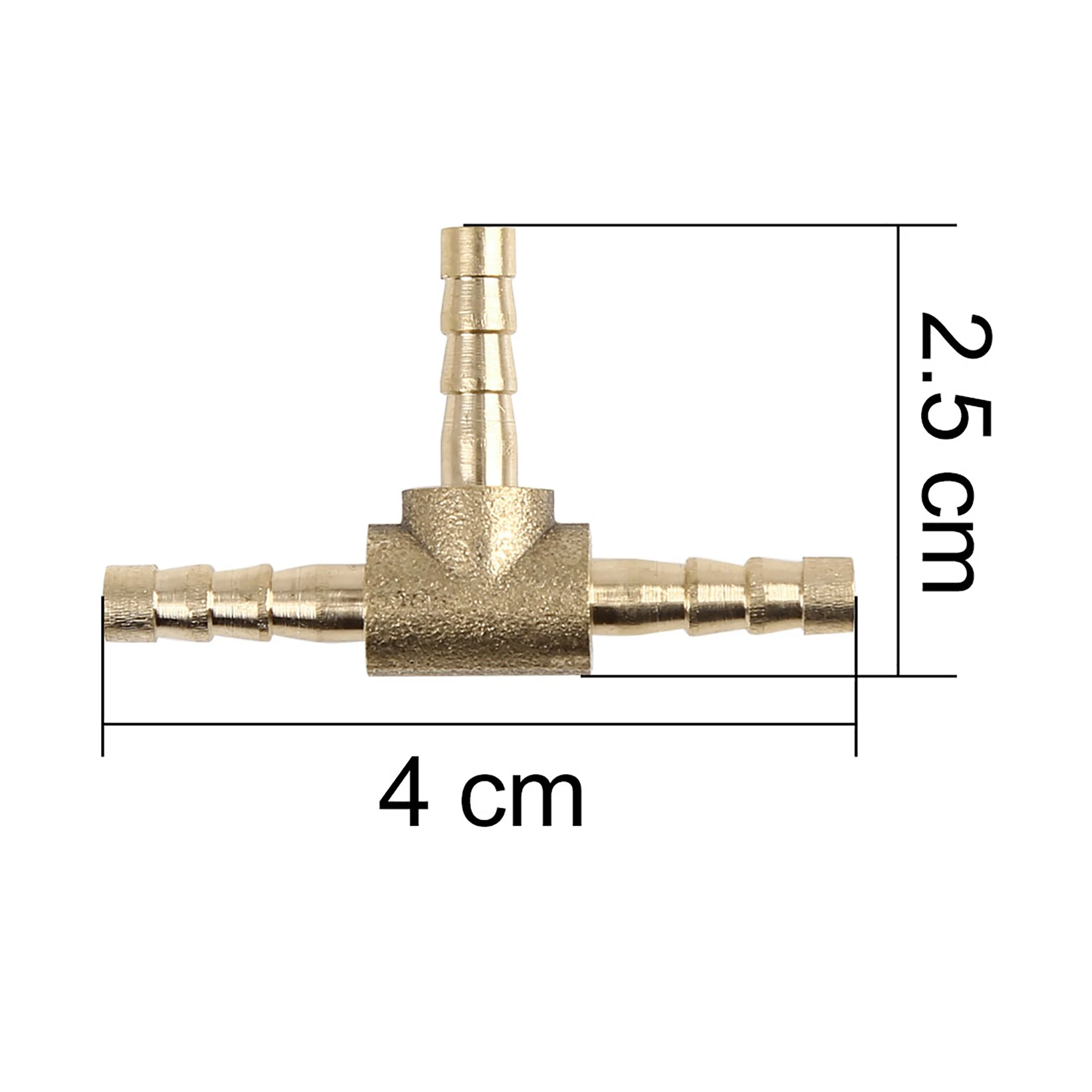 Uxcell 4mm Hose Barb Brass 3 Way Tee Connector Adaptor for Air Water Gas Oil Pipe 5pcs