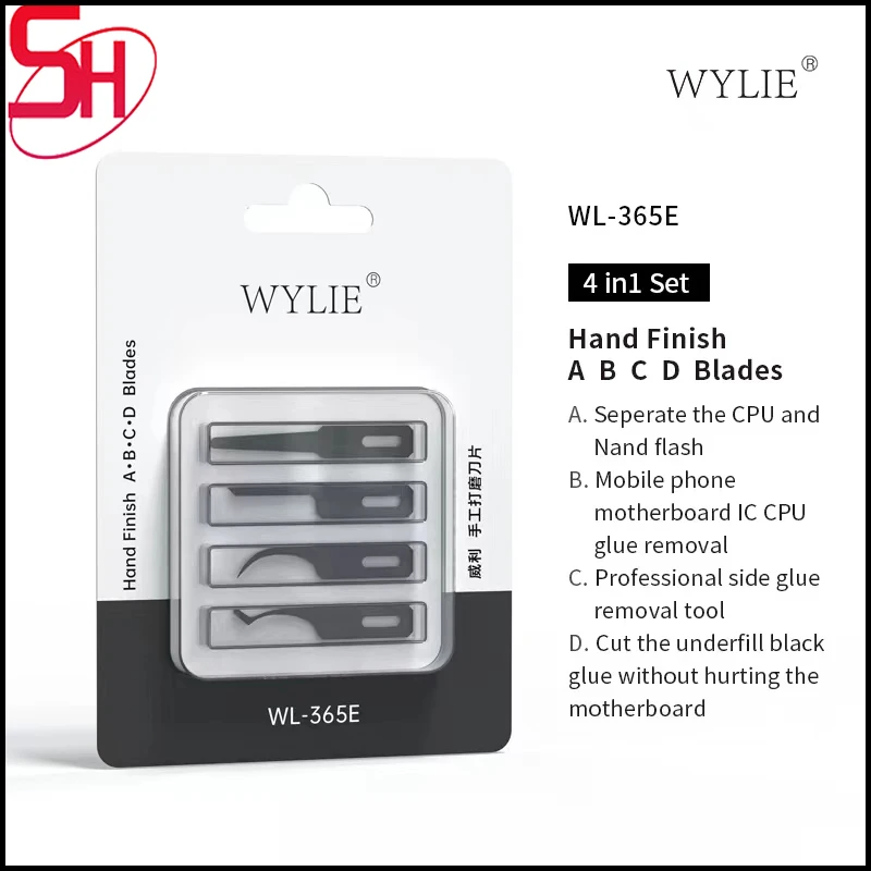 WYLIE WL-365E Multifunctional Glue Removal Blade Polishing Ultrathin 4 in 1 Suitable For Mobile Phone Motherboard Repair Tools