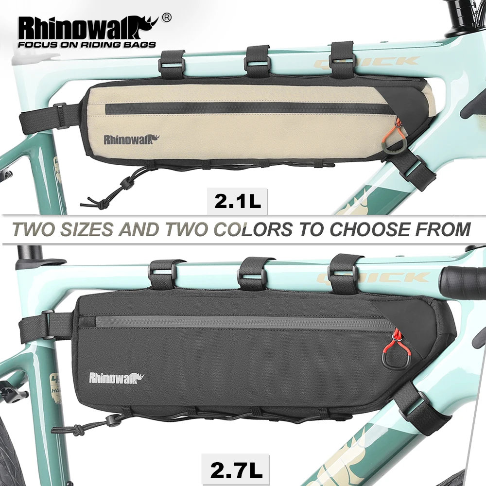 Rhinowalk Bike Frame Triangle Bag Splash-Proof 2.1L-2.7L Bicycle Under Tube Bag Double Sided SBS Zipper Bottom Binding Syste