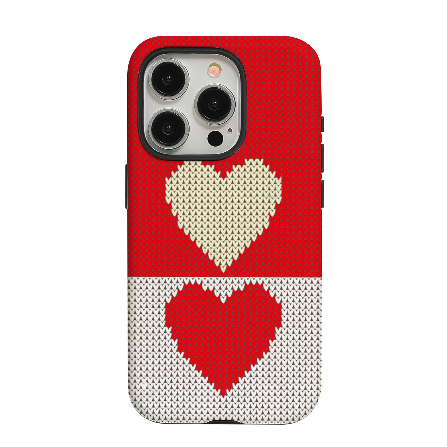 Knitted Love iPhone 16 Promax Filing Round Edge Phone Case, Small and Cute Personalized Creative Matte Fall Protection Case