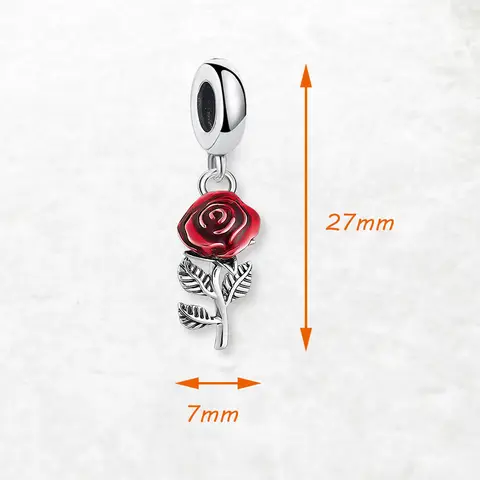 महिलाओं के लिए लाल गुलाब के फूल के डिज़ाइन वाला लटकन आकर्षण 925 स्टर्लिंग सिल्वर रोमांटिक उपहार 10 best sales गुलाब के आकर्षण - №10