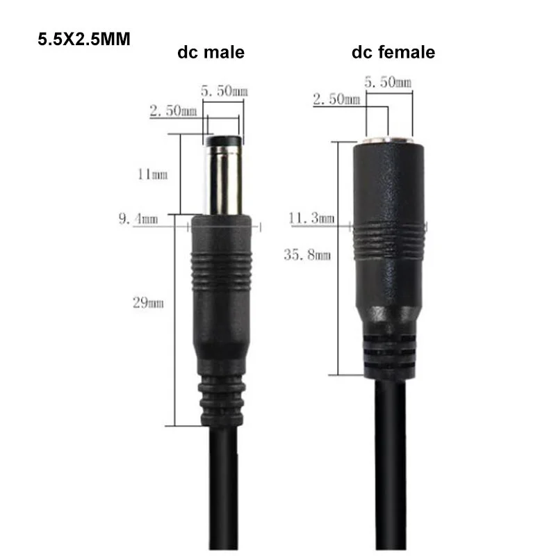 45cm 1 DC Female To 2/3/4 Male Splitter plug 5.5x2.5mm 20awg 5A Power supply Cord adapter Connector Cable for LED Strip Camera T