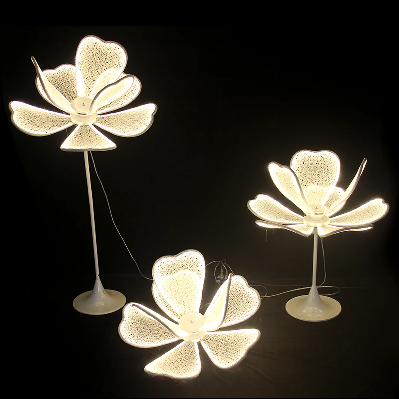 New wedding props luminous peony flower road guide light lace peony road guide wedding wrought iron light road guide