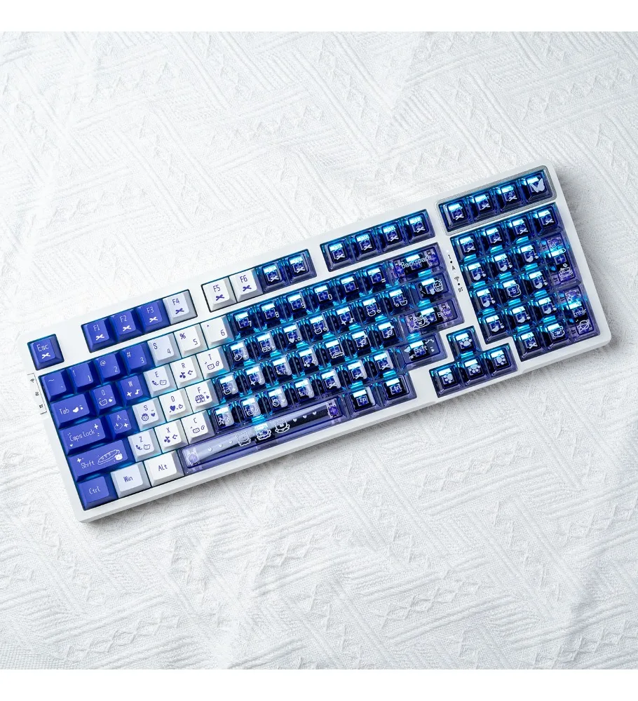 Plum Sauce Dual Pinning Keycaps: Purple Translucent PC+PBT Original High-Height Magnetic Mechanical Keyboard Caps 61 63 68