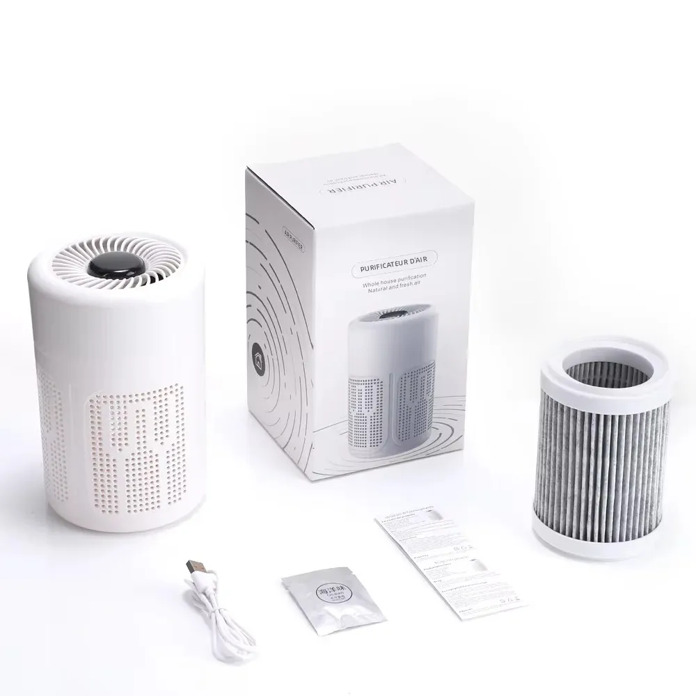 Purificateur d'air, générateur d'ions négatifs, odeur de fumée, purificateur d'air Portable USB pour filtre HEPA domestique, purification efficace de l'air