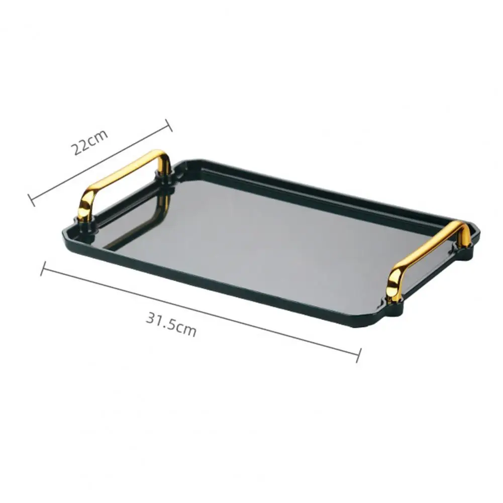 Rectangular Plastic Serving Tray Anti-deform Snack Tray with Handle Multipurpose Anti-slid Fruit Dessert Tray Household Supplies