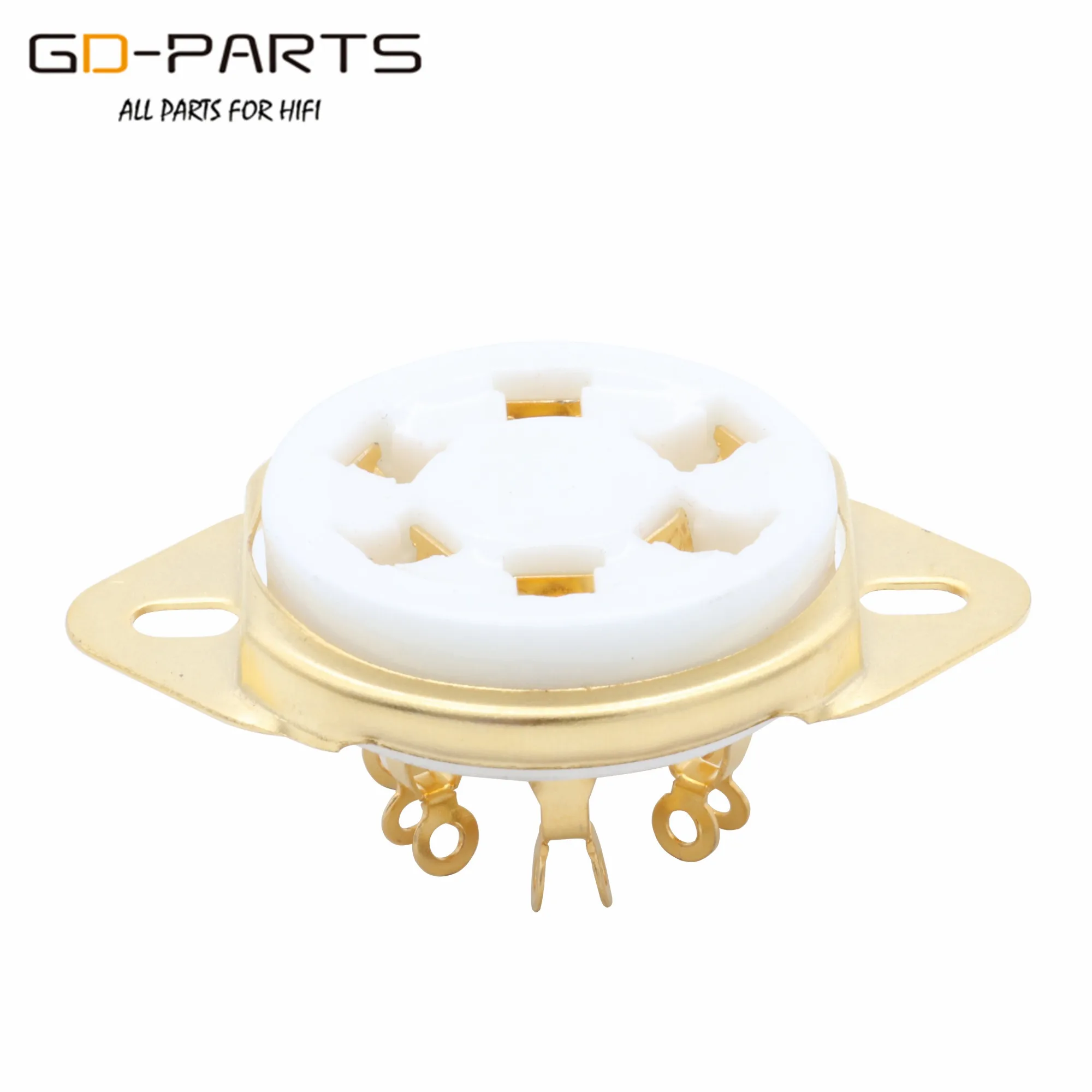 GD-PARTS Gold Plated U6A 6pin Ceramic Tube Socket for 41 42 2A5 6C6 1265 RK43 VT57 HIFI AUDIO AMP DIY 1PC