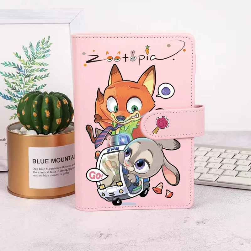 Disney Zootopia Judy Hopps Nick Wilde Student Diary Loose Leaf A6 Pu Leather Budget Binder Notebook Gift Stationery Wholesale