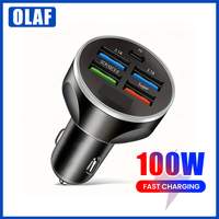 100w Car Charger USB 4A+ Dual Type C PD Fast Charging Adapters For Xiaomi iPhone Huawei Samsung Oneplus Mobile Phone Accessories