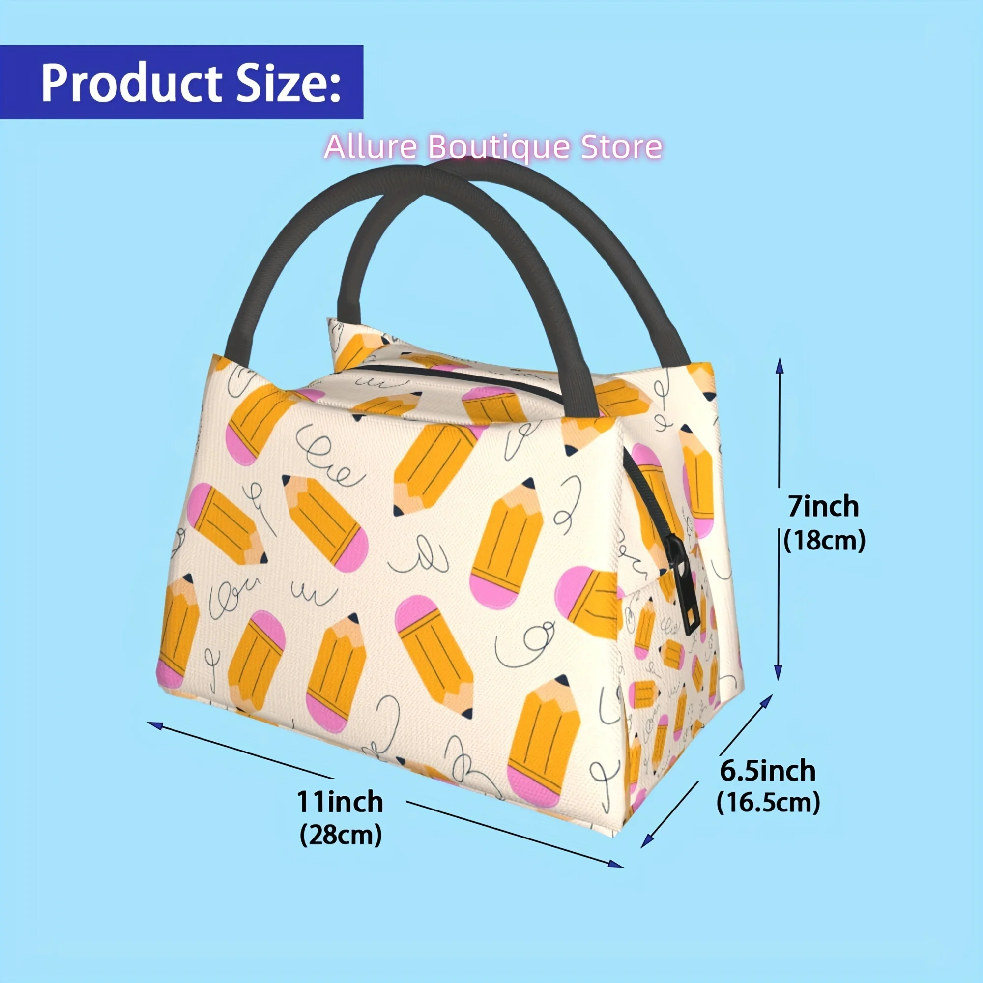 Insulated Lunch Bags for Men And Women, Reusable Large Tote Bags with Thermal Sealing Zippers, Portable Lunch Boxes with Pencil
