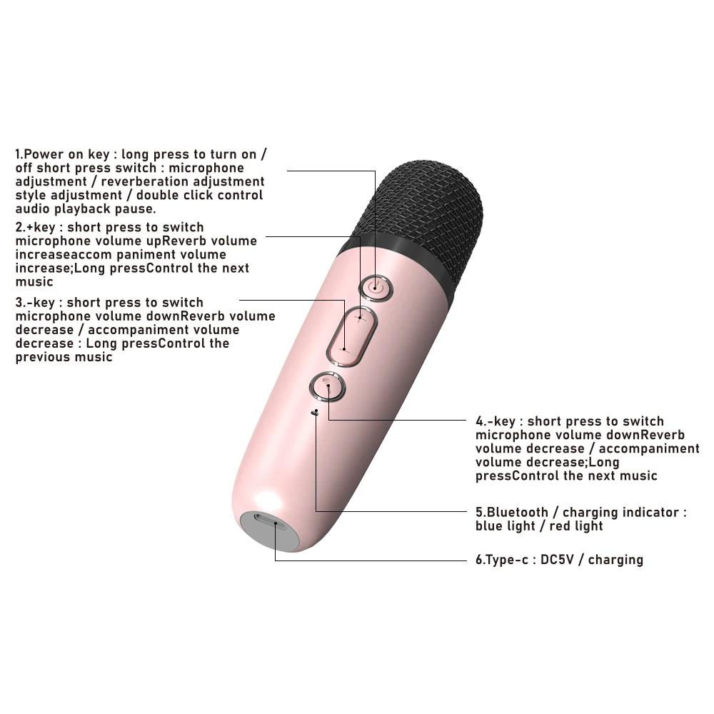 Basix-máquina de Karaoke Portátil con Bluetooth 5,0, sistema de altavoces con 1-2 micrófonos inalámbricos, canto familiar para el hogar, regalos para niños