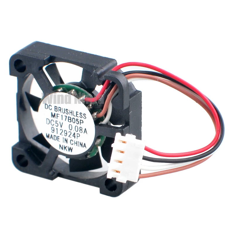 رقيقة جدا 17 مللي متر MF17B05P مروحة تبريد صغيرة 1.7 سنتيمتر DC5V 0.08A 4-Pin 4-Line لمعدات الطائرات بدون طيار الصغيرة 17x17x4 مللي متر الحجم