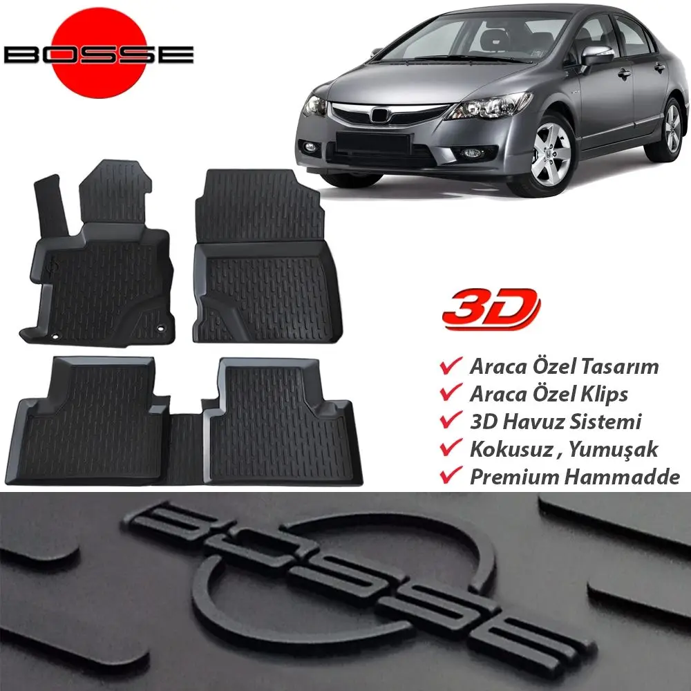 For Honda Civic Mat FD6 3D Pool 2006 2012 BOSSE