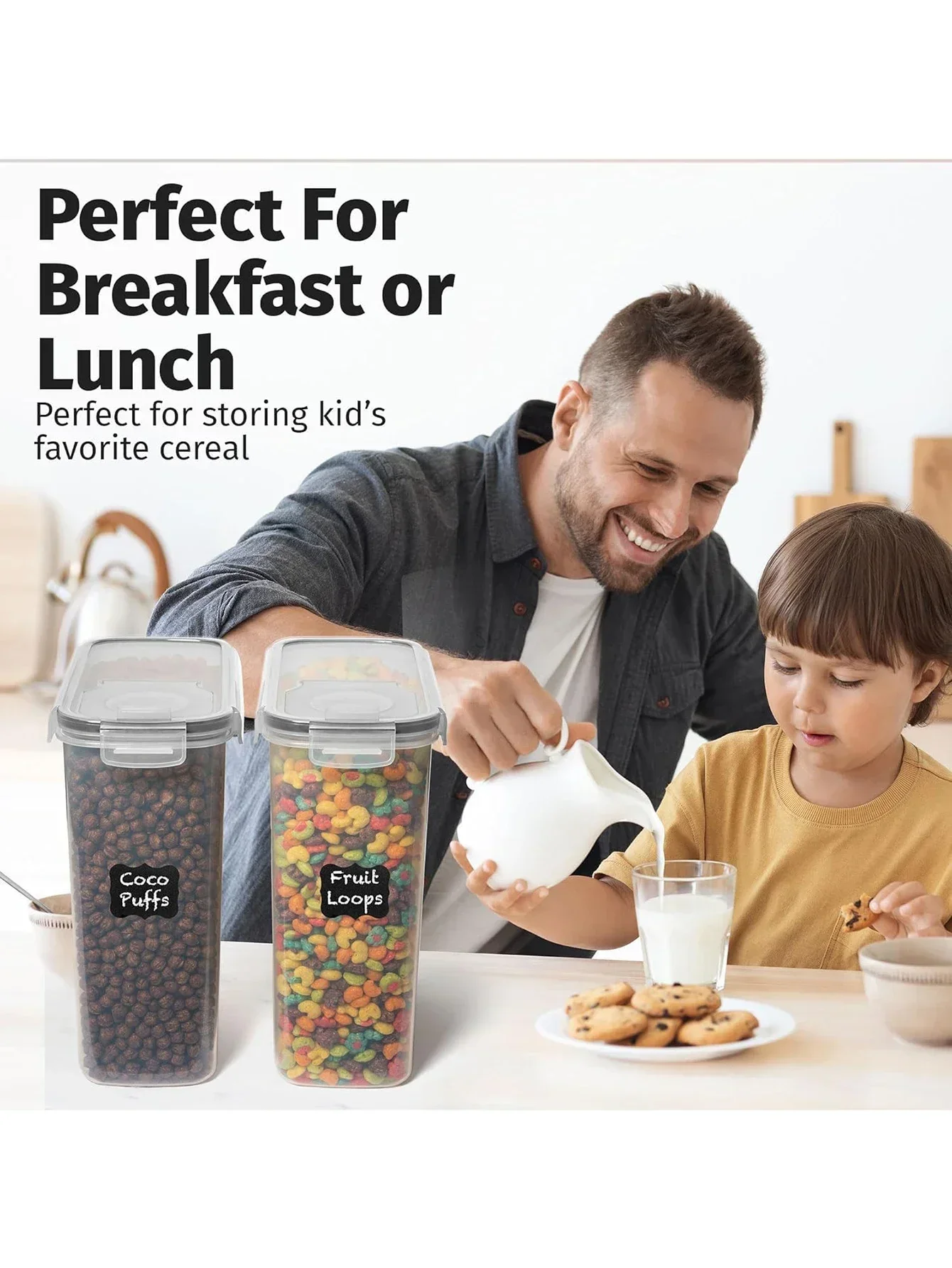 8 قطع حاوية تخزين سعة 2,5 لتر، حاويات تخزين طعام ذات سعة كبيرة قابلة للتكديس مع أغطية، متعددة الوظائف وقابلة لإعادة الاستخدام