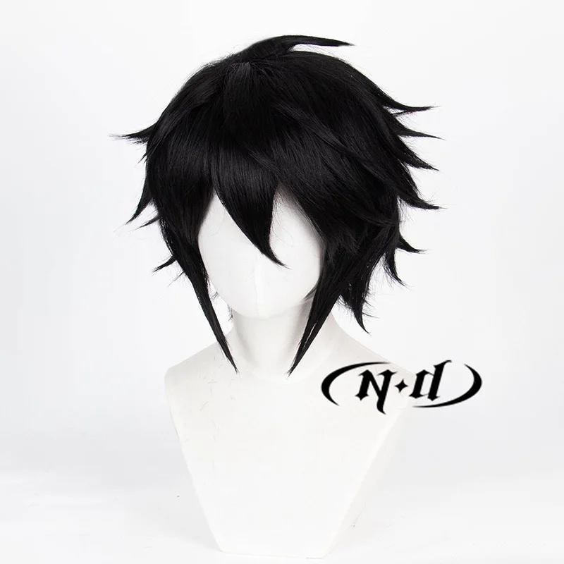 ND L Lawliet تأثيري الباروكات مذكرة الموت أنيمي تأثيري فوضوي شعر أسود الباروكات لحزب كوميك كوزر مقاومة للحرارة الاصطناعية