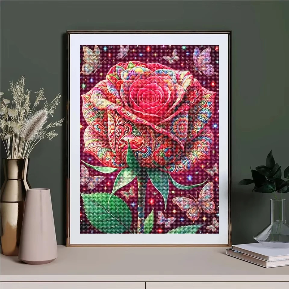 DIY 다이아몬드 페인팅 화려한 장미 나비 풀 스퀘어/ - Resin Art For Rose 리뷰 및 가격