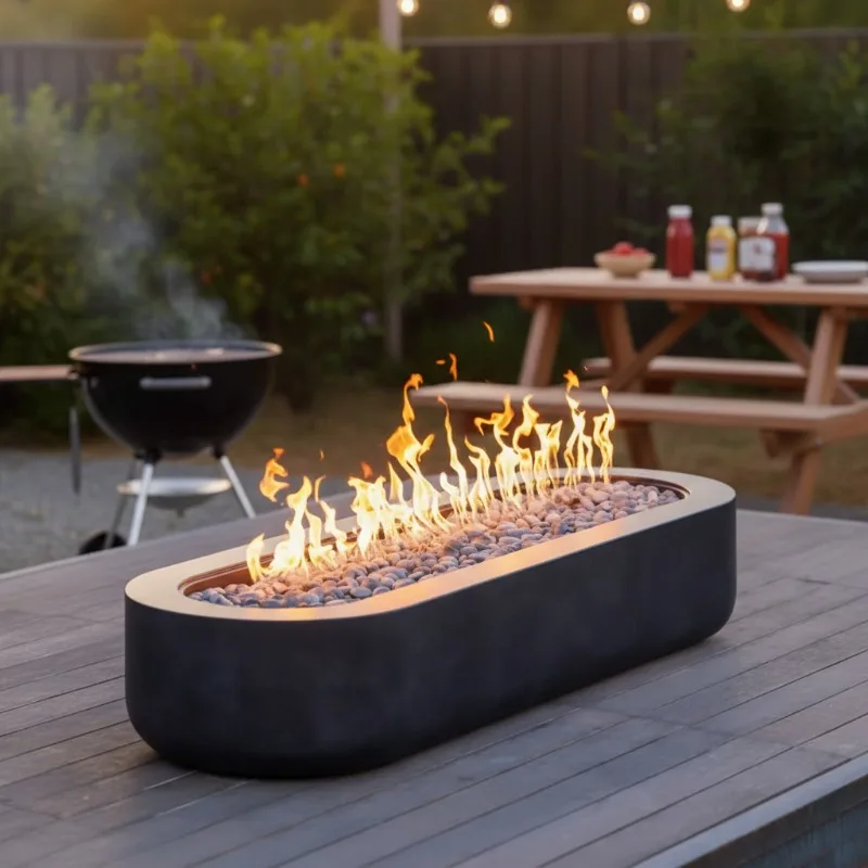 Grill Firepit Brazier Patio Environmental Protection Outdoor Villa Wood/Gas/Alcohol 1600-700-450mm Outdoor Fireplace