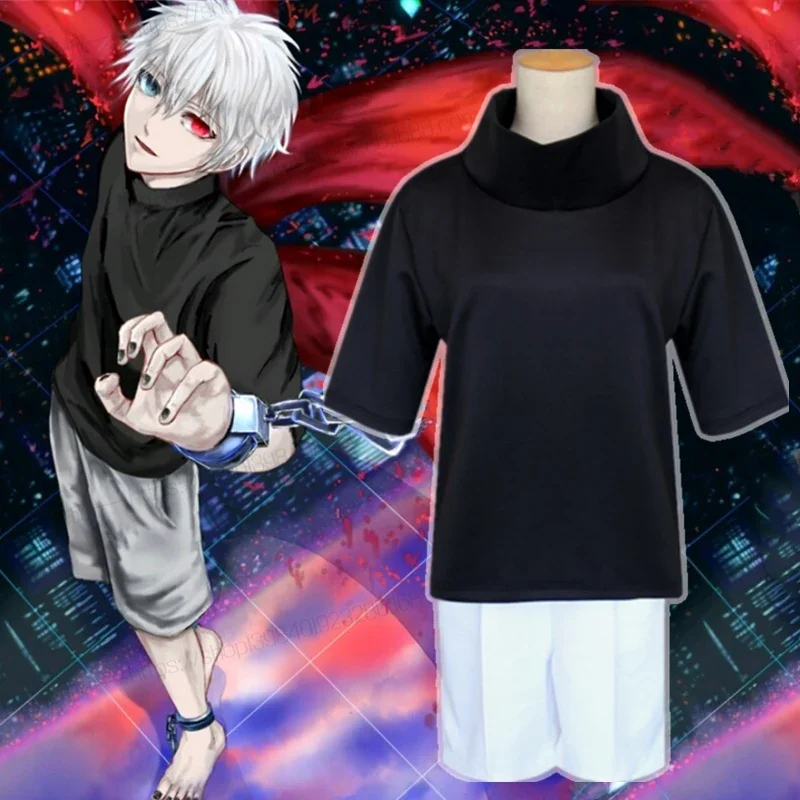 Anime Tokyo Ghouls Kaneki Ken przebranie na karnawał komplet codzienny kostium na co dzień topy spodenki mężczyźni kobiety strój na imprezę Halloween