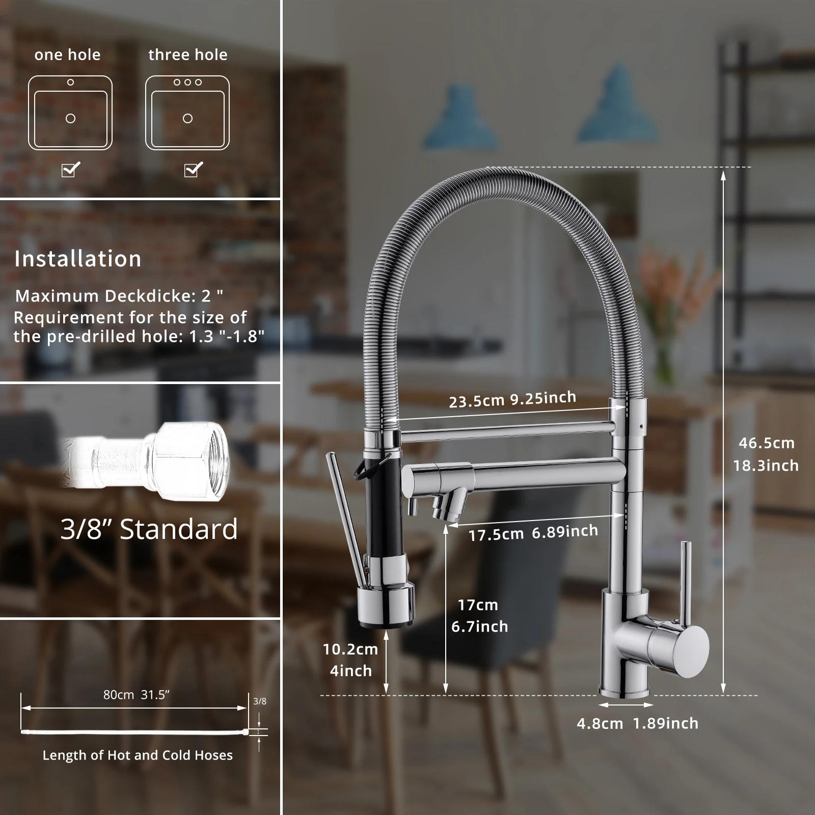 Chrom Plating Luxury Single Hole Pull Down Spring Sprayer Dual Spout Kitchen Pull Down Faucet Faucet