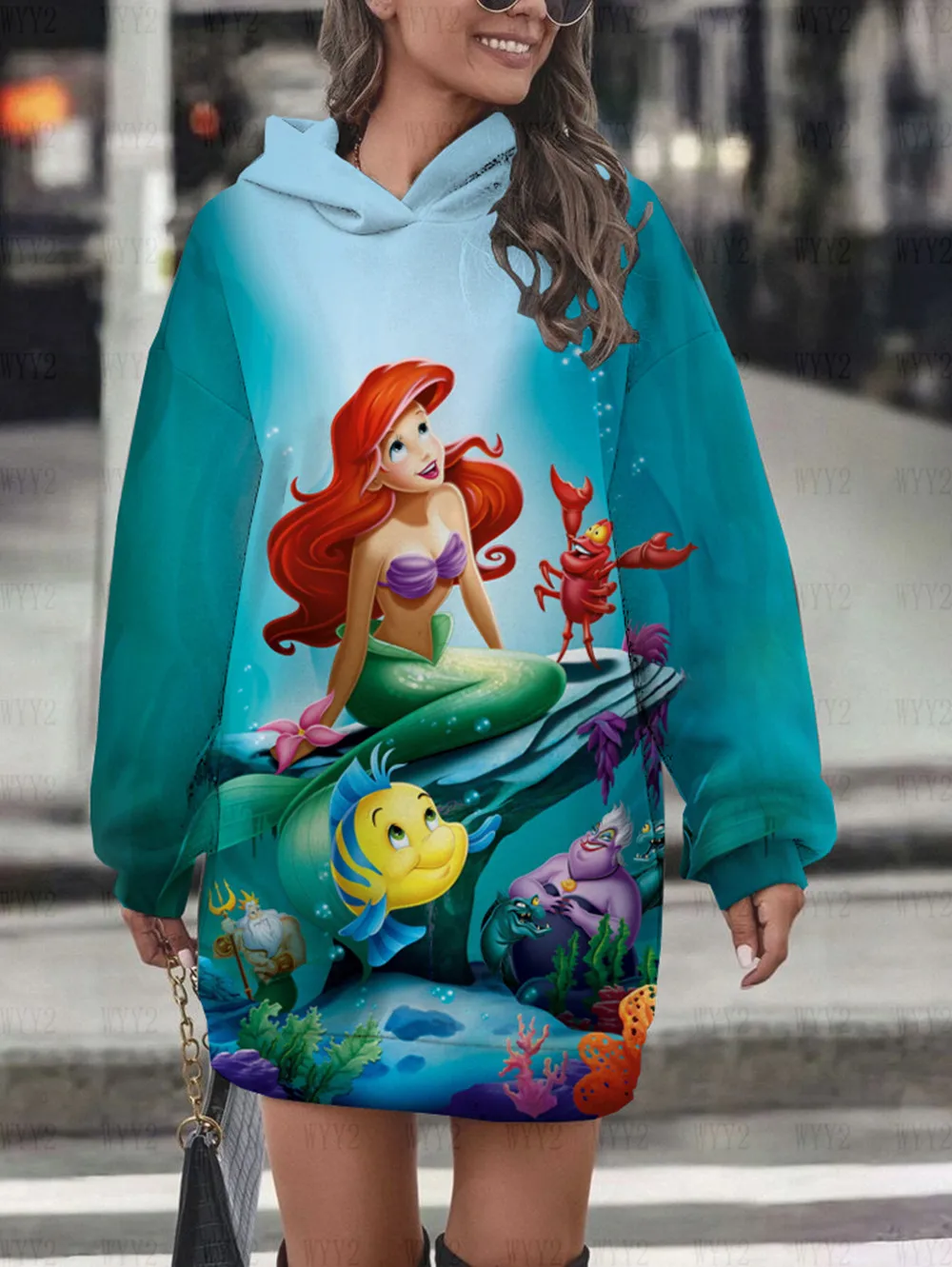 Women's Printed Cute Clothing Hoodies Tops Disney Princess Alice Autumn and Winter Dress Casual Fashion Loose Sweatshirts