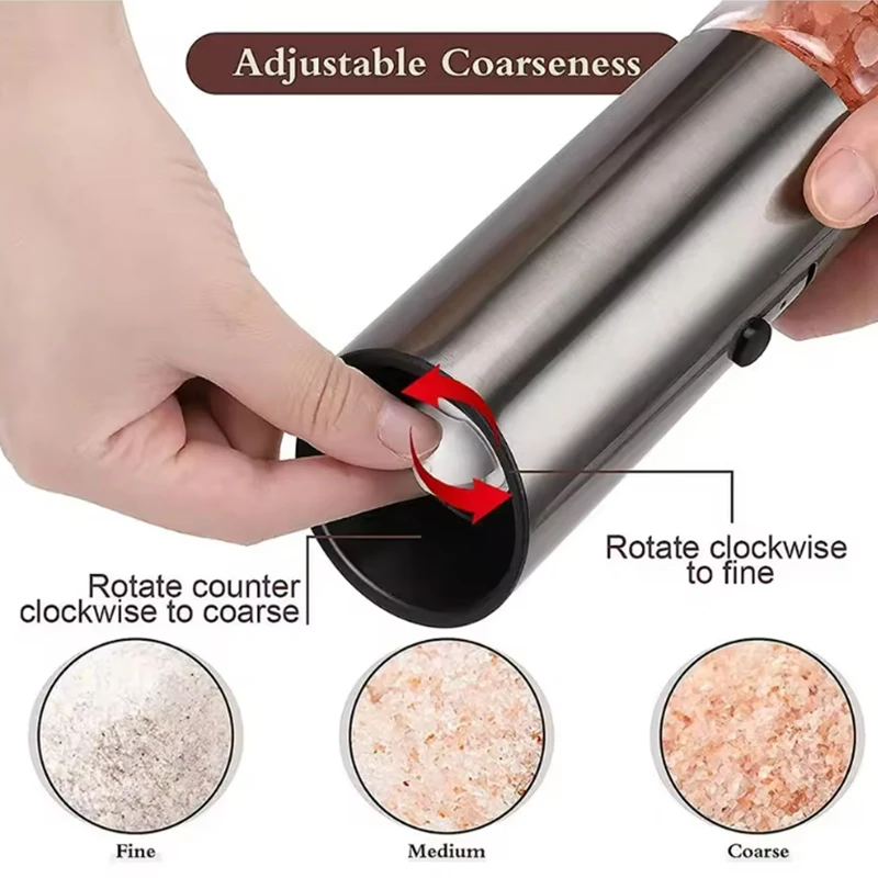 USB Rechargeable Electric Salt And Pepper Grinder Set Automatic Stainless Steel Spice Mills Shakers Kitchen Tool