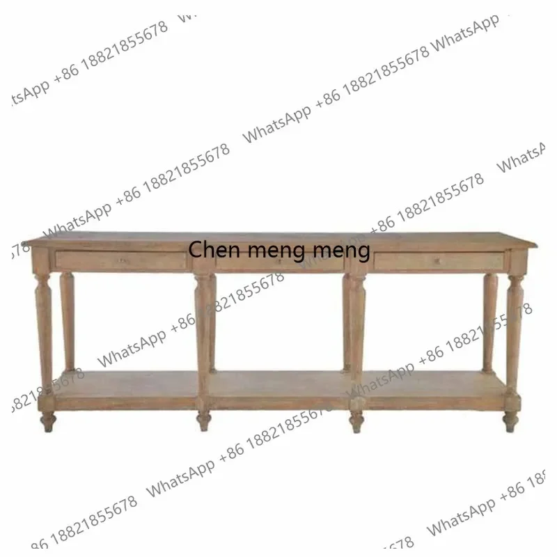 

American rural solid wood entrance table retro old entrance table wall long case decorative table