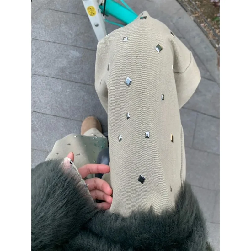 Pantalon taille haute ample et ajusté, nouveau Style rétro diamant, jambes larges, longueur au sol, automne 2025