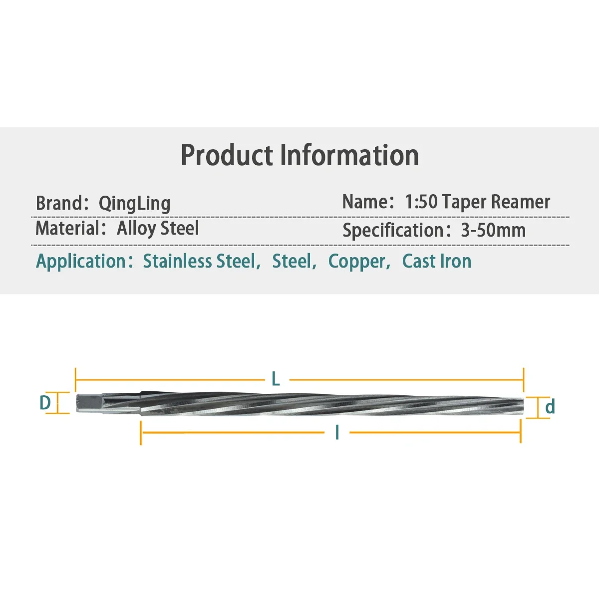 Taper Pin Hand Reamer 1:50 Conical Degree Sharp Manual Pin HSS M2 Blade Taper Shank Helix Hand Reamer CNC Tools